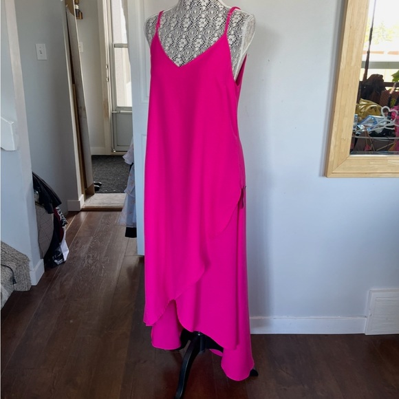 NWT Lulus Hot Pink Sweet Surprise Wrap High Low Dress. Medium. - Picture 7 of 10